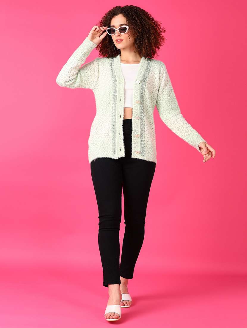 women self designed long sleeve cardigan - 21550526 -  Standard Image - 4