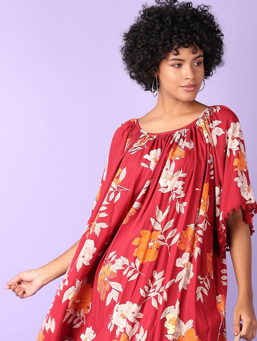 women red floral printed a-line dress - 21550545 - Standard Image - 4