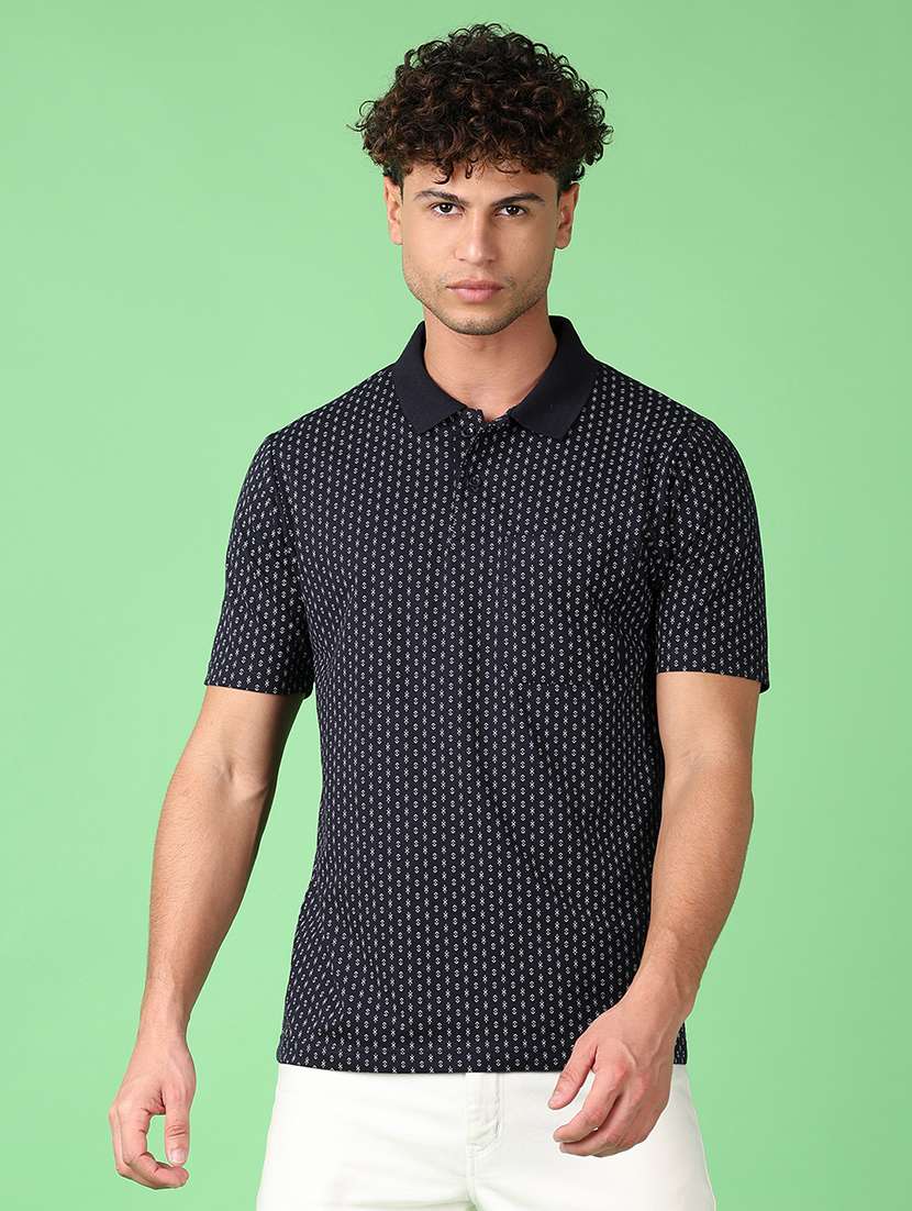 men short sleeves printed polo t-shirt