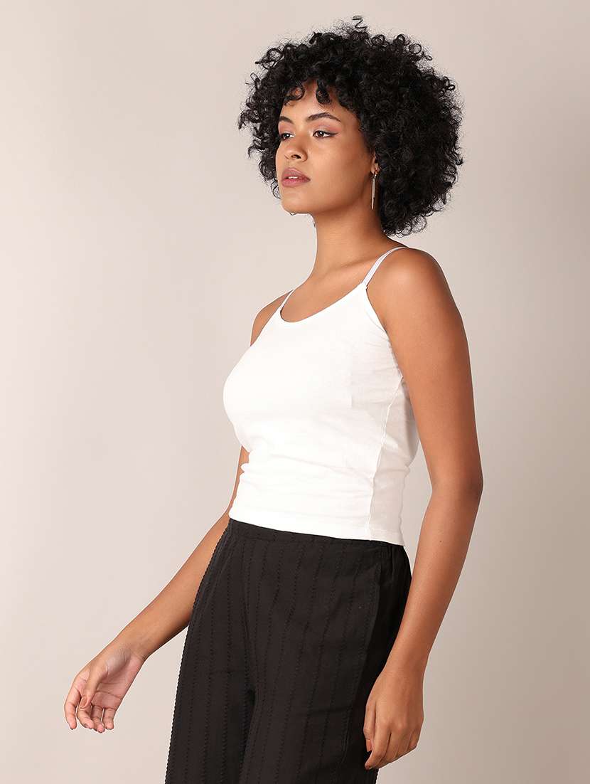 women solid shoulder strap tank top - 21550617 -  Standard Image - 1
