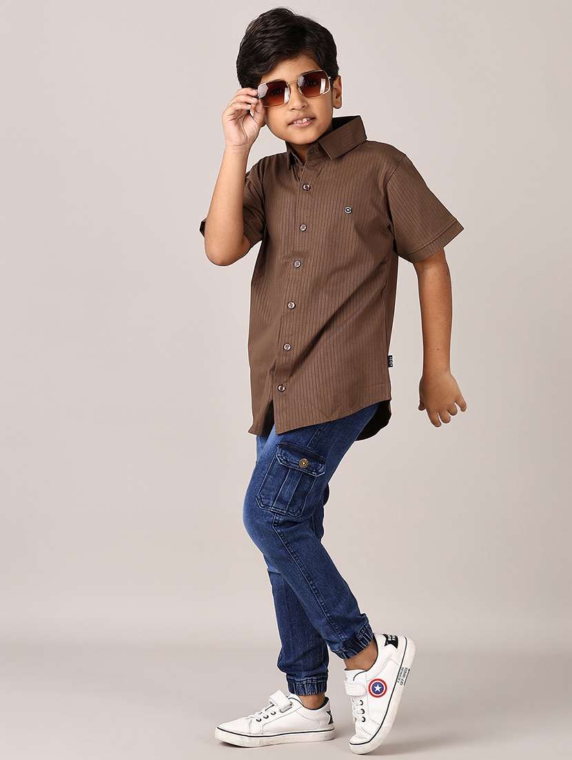 boys striped collared short sleeves shirt - 21550624 -  Standard Image - 4