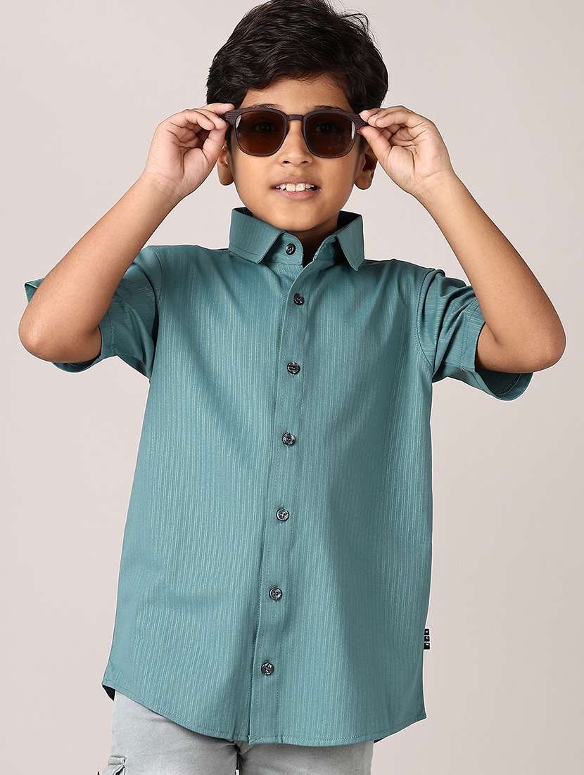 boys striped collared short sleeves shirt - 21550630 -  Standard Image - 1