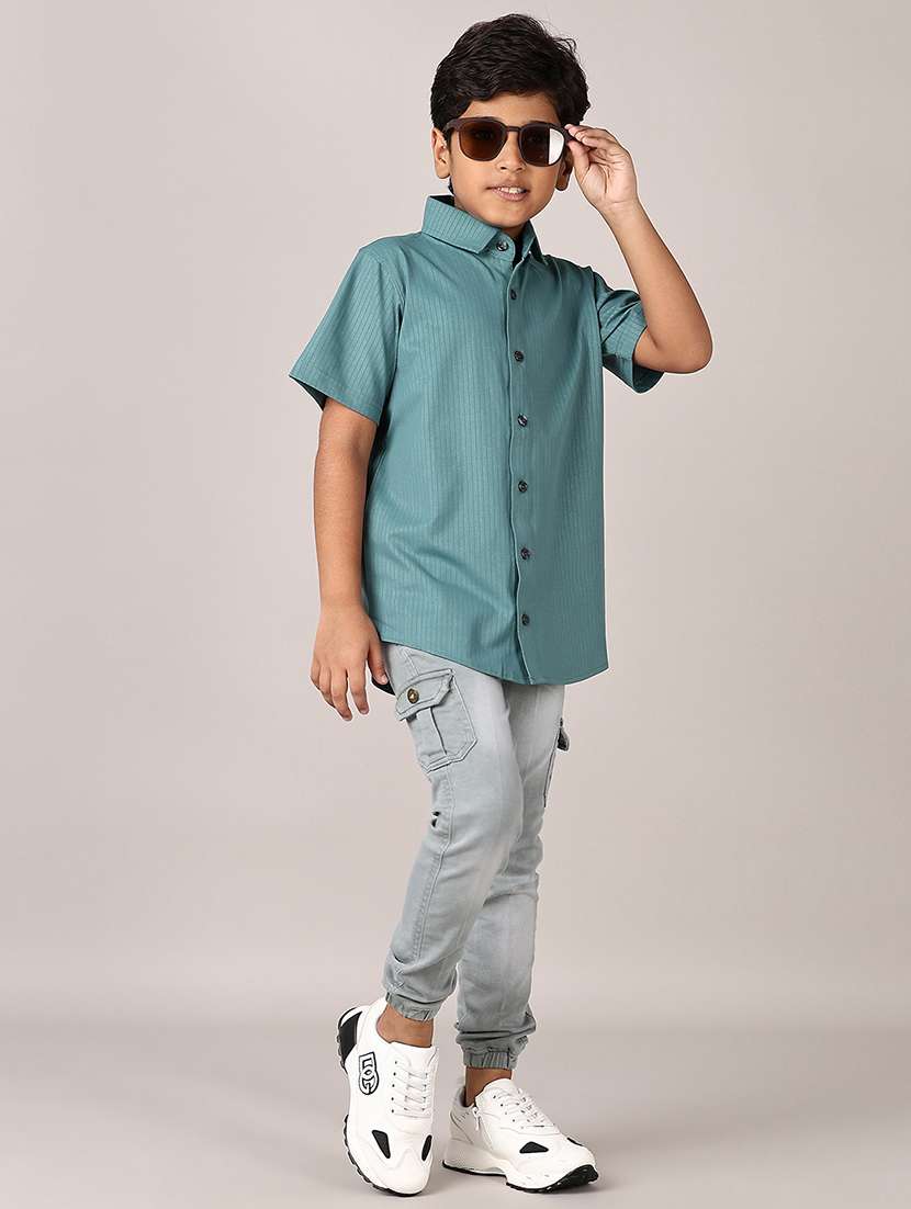 boys striped collared short sleeves shirt - 21550630 -  Standard Image - 4