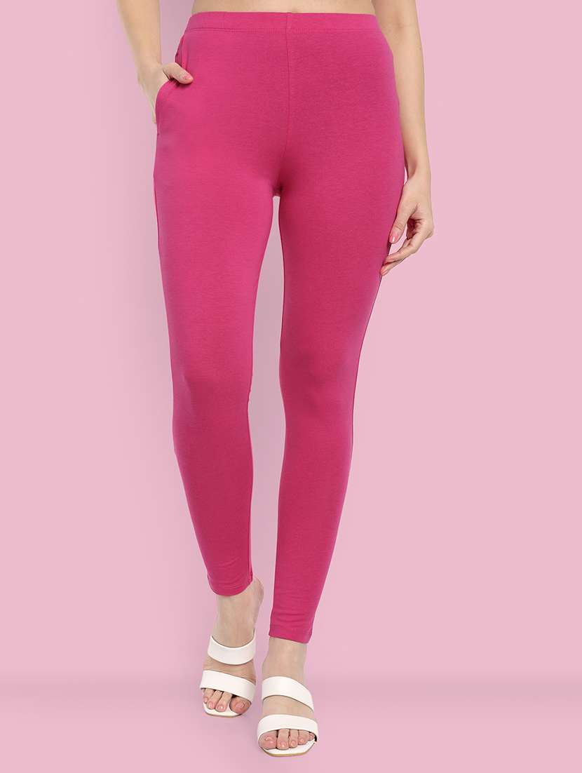 women solid ankle length leggings