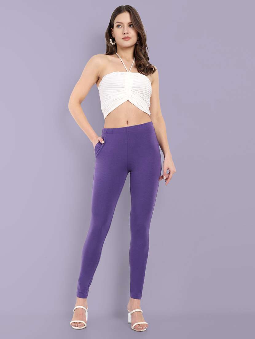 women solid ankle length leggings - 21550961 -  Standard Image - 4