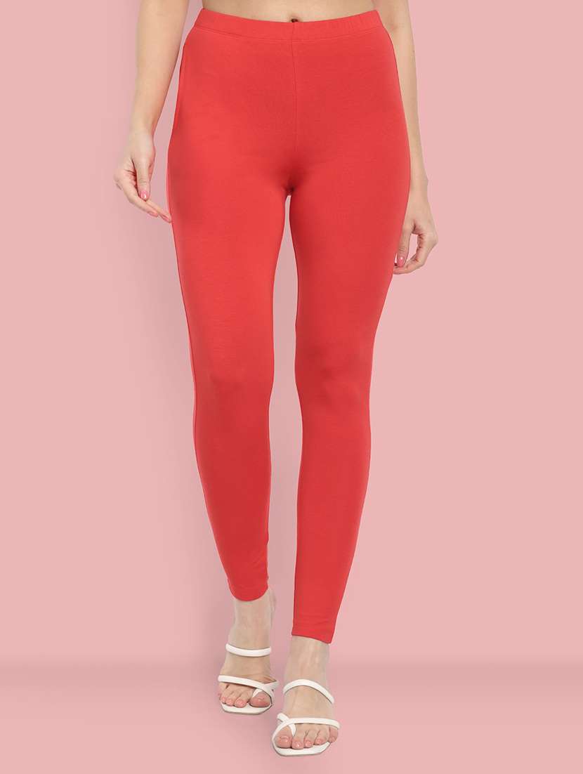 women solid ankle length leggings