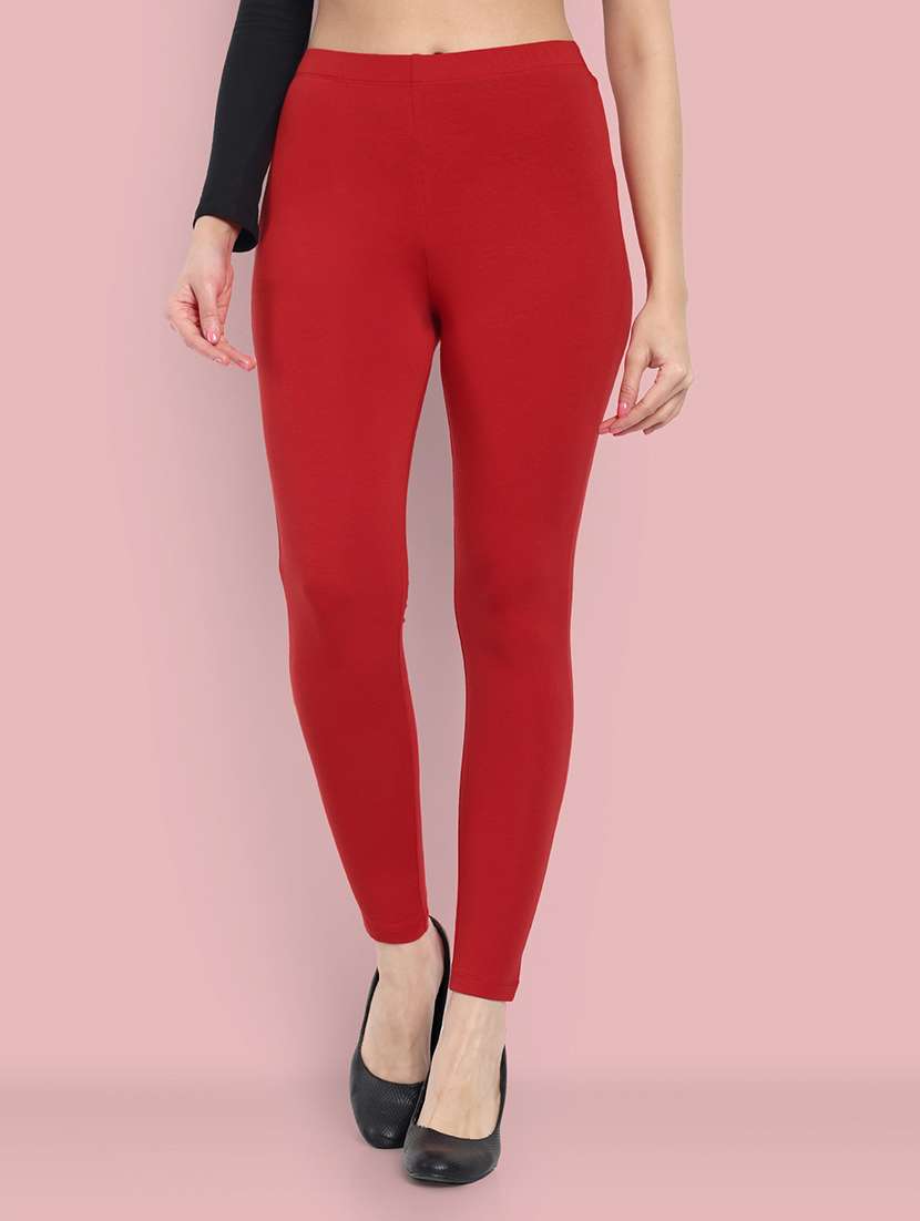women solid ankle length leggings