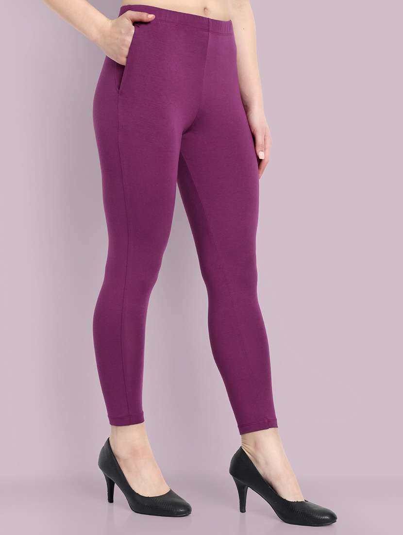 women solid ankle length leggings - 21550996 - Standard Image - 1