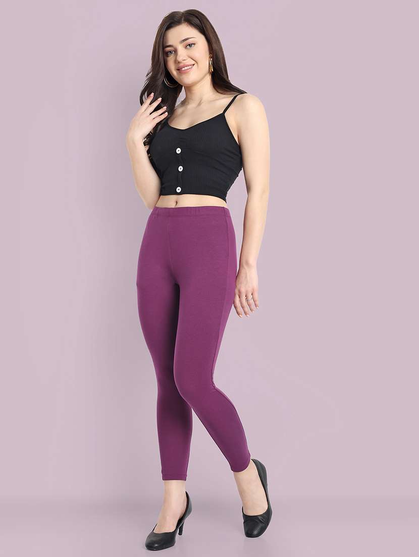 women solid ankle length leggings - 21550996 - Standard Image - 4
