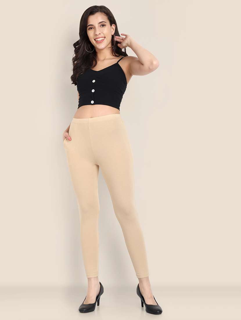 women solid ankle length leggings - 21551008 - Standard Image - 4