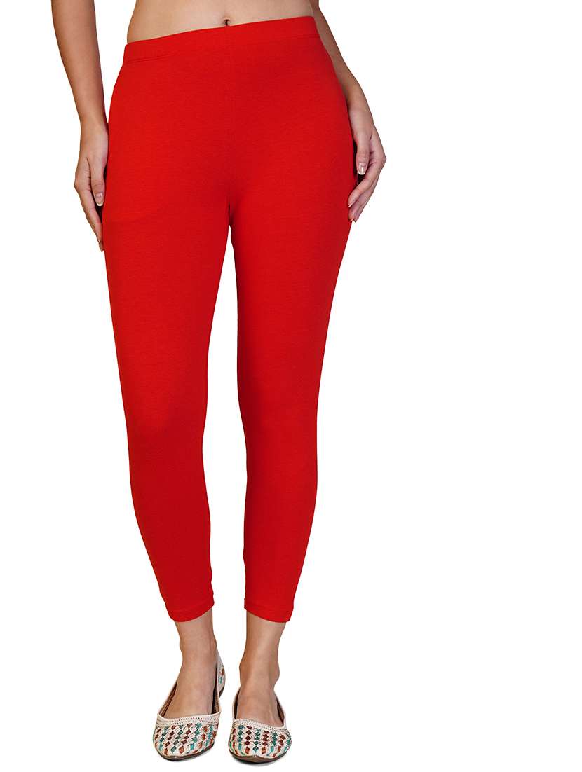 women solid ankle length leggings
