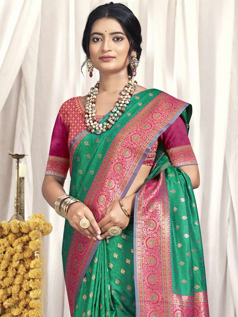 women zari work banarasi saree with blouse - 21551135 - Standard Image - 1