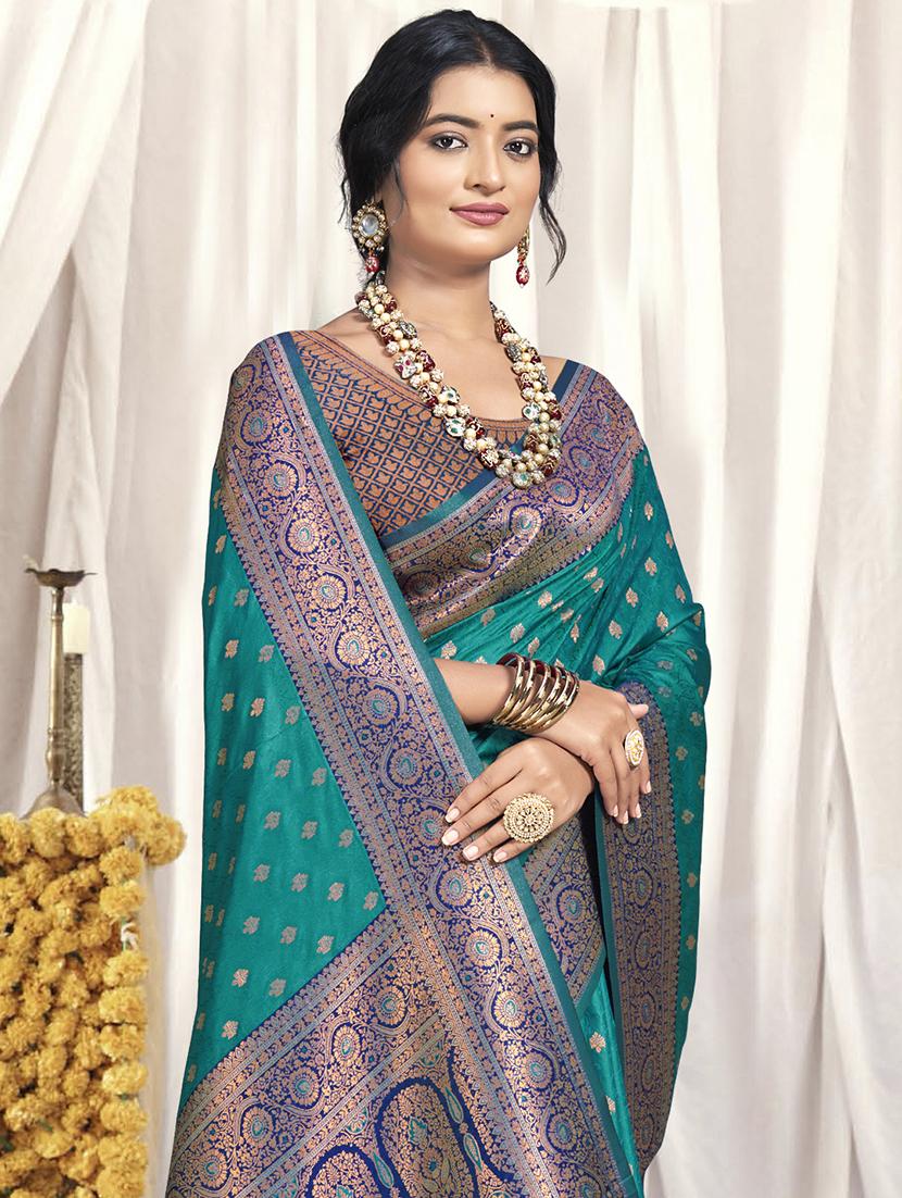 women zari work banarasi saree with blouse - 21551137 -  Standard Image - 1