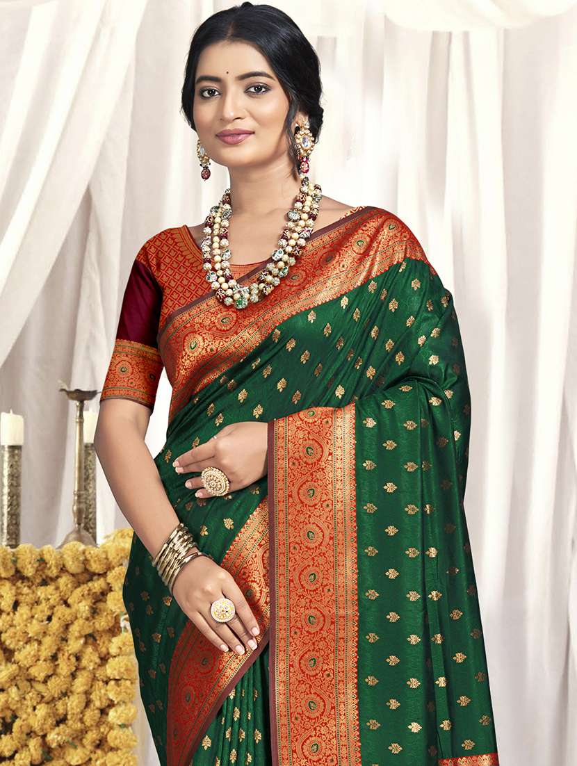 women zari work banarasi saree with blouse - 21551139 -  Standard Image - 1