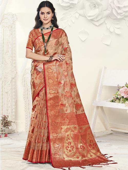 women zari work banarasi saree with blouse - 21551168 -  Standard Image - 0