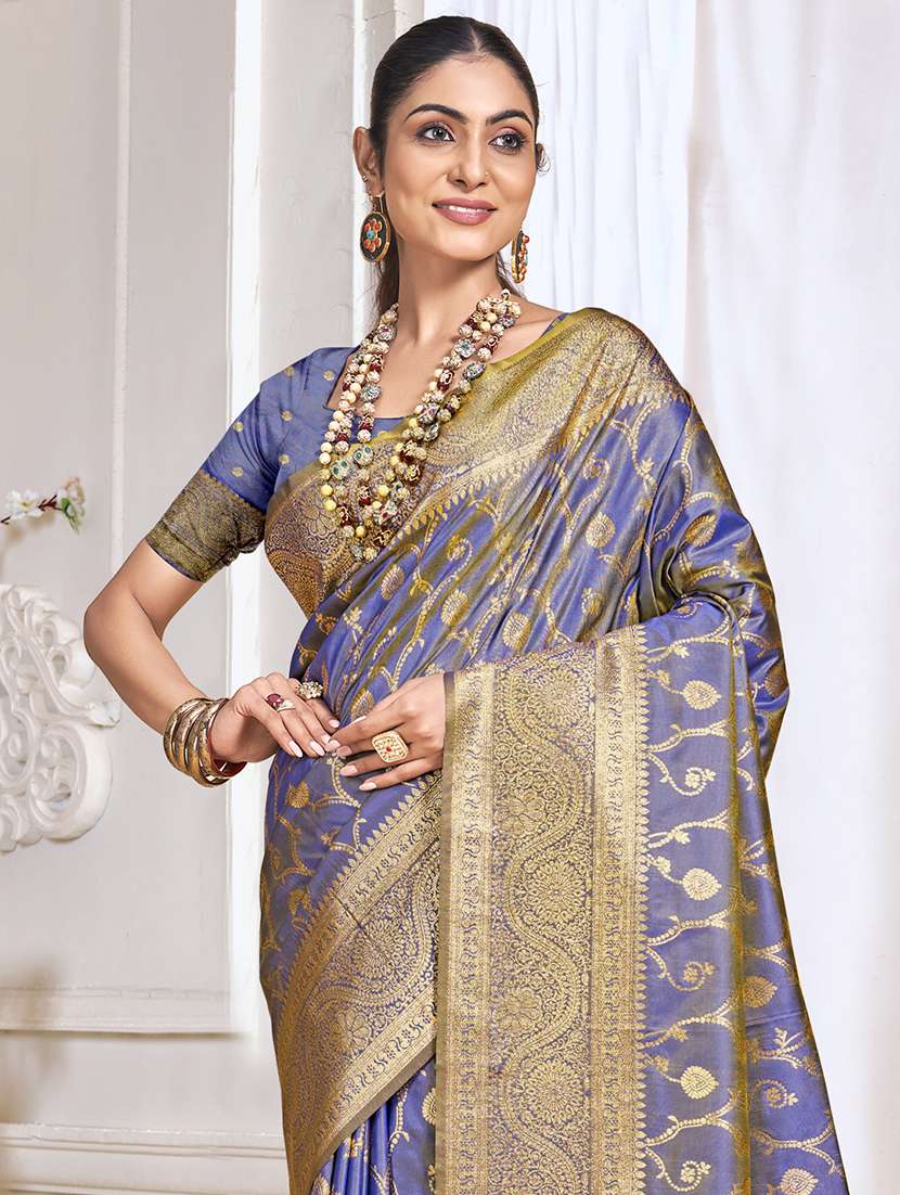 women zari work banarasi saree with blouse - 21551214 -  Standard Image - 1