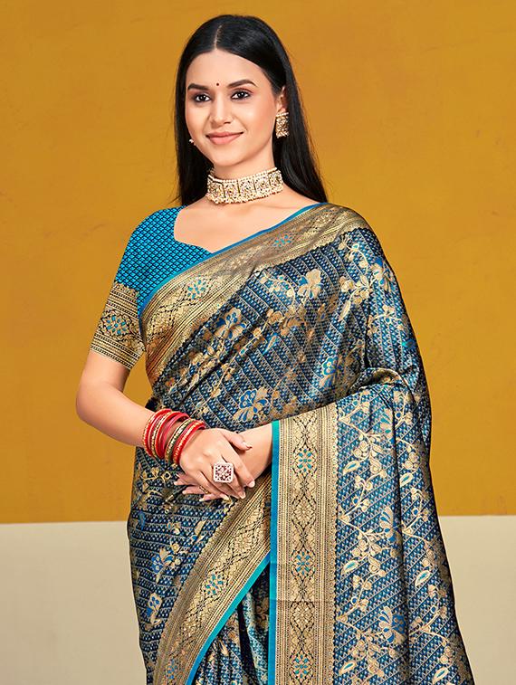 women zari work banarasi saree with blouse - 21551314 - Standard Image - 1
