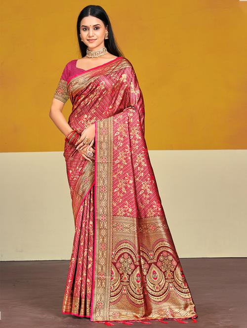 women zari work banarasi saree with blouse - 21551315 - Standard Image - 0