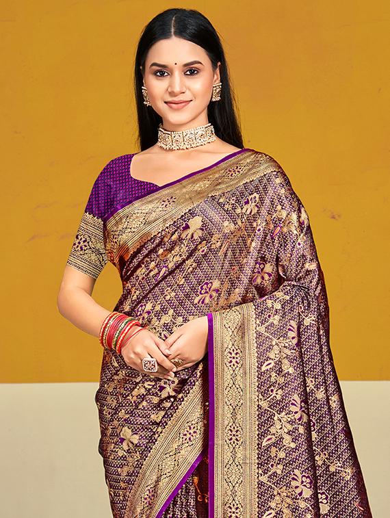 women zari work banarasi saree with blouse - 21551317 - Standard Image - 1