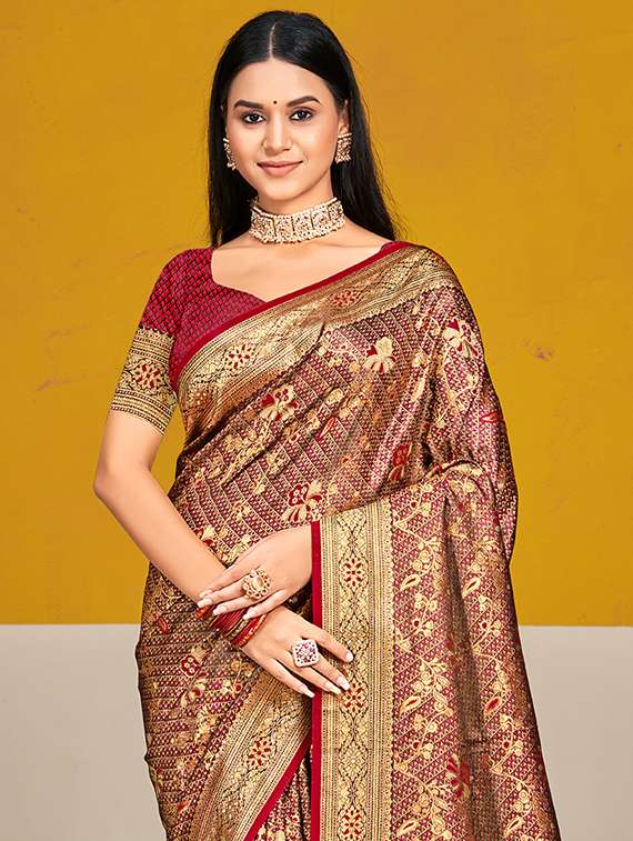 women zari work banarasi saree with blouse - 21551318 - Standard Image - 1
