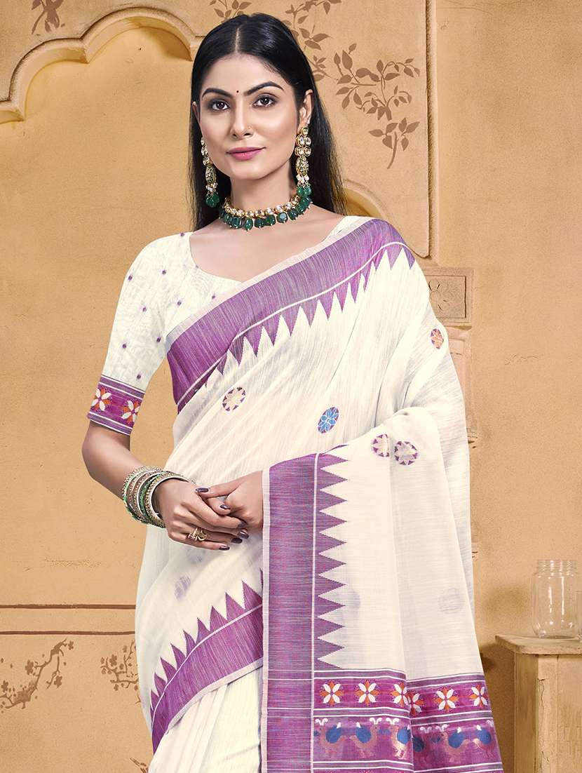 women self design handloom saree with blouse - 21551319 -  Standard Image - 1
