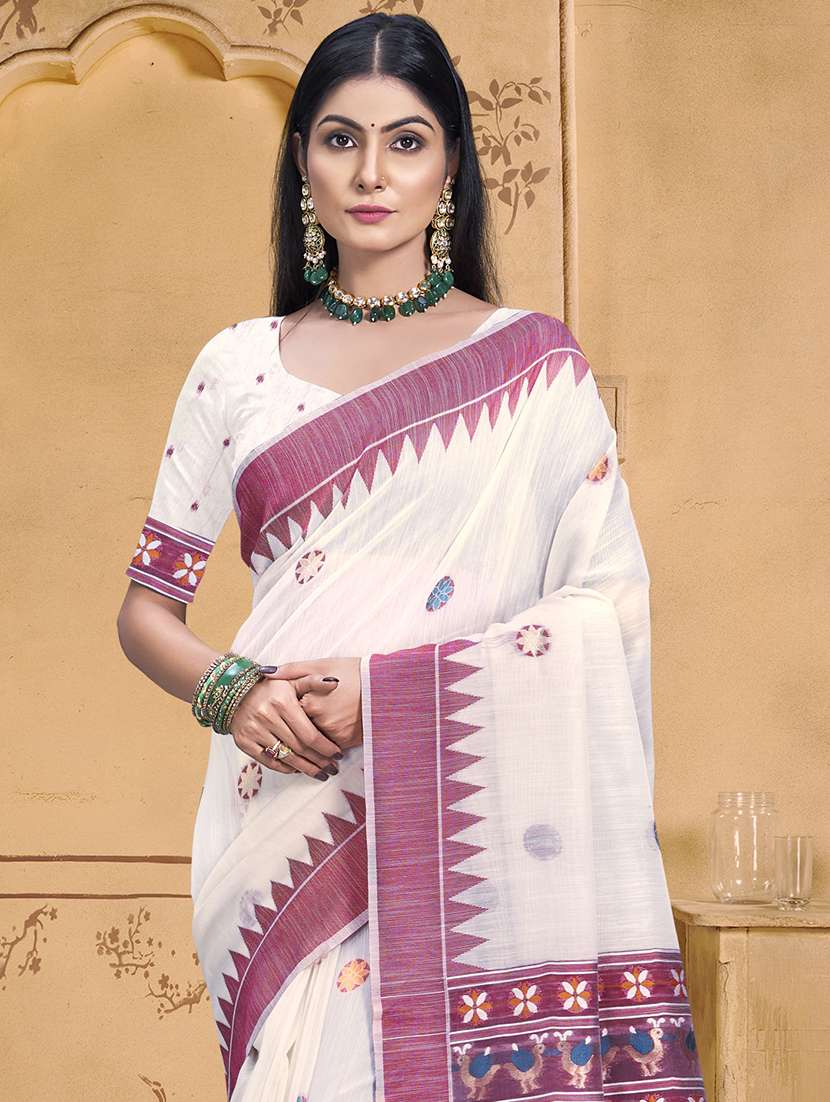 women self design handloom saree with blouse - 21551321 -  Standard Image - 1