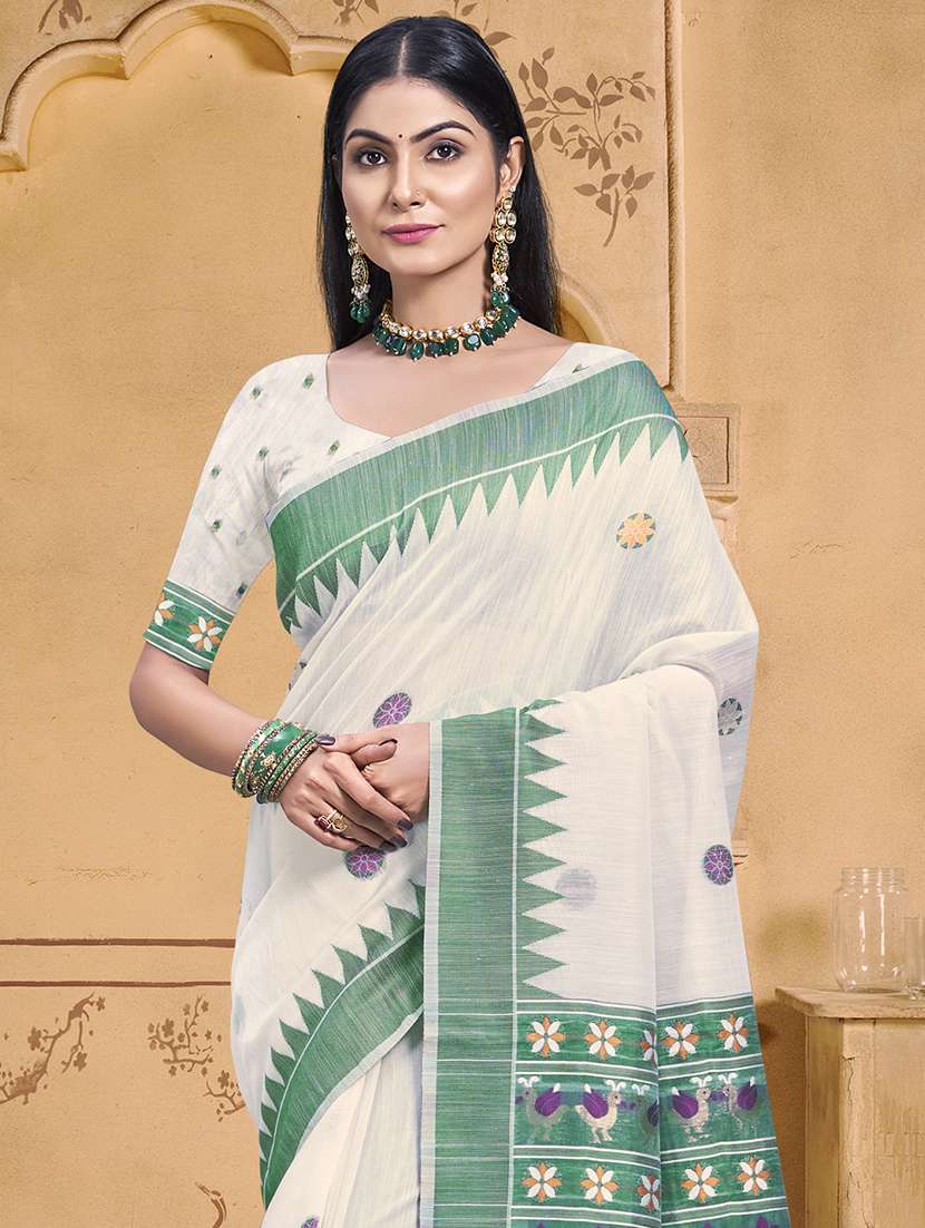 women self design handloom saree with blouse - 21551323 -  Standard Image - 1