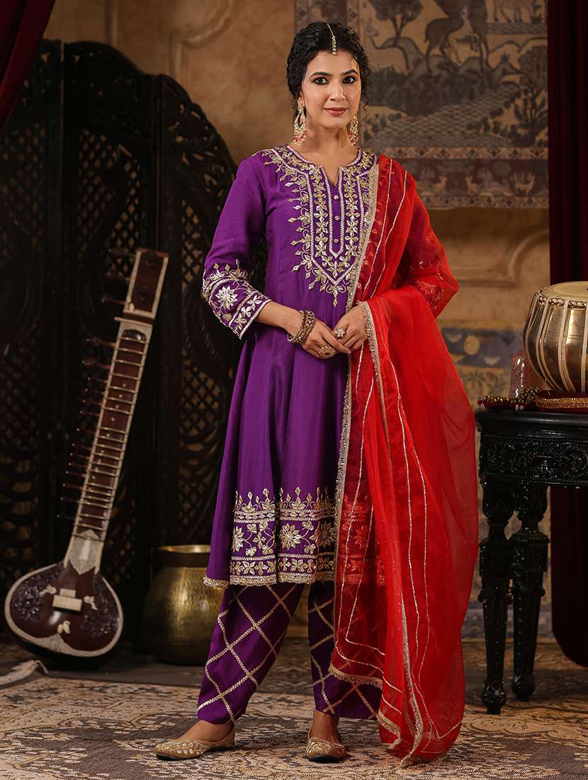 women gota patti kurta salwar set with dupatta