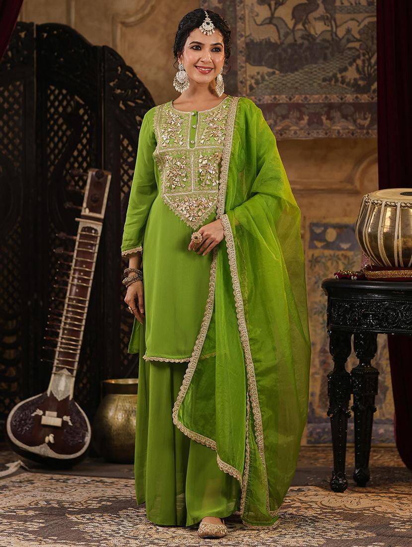 women gota patti kurta palazzo set  - 21551423 -  Zoom Image - 0