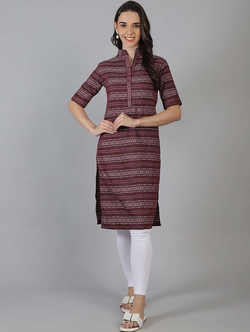 women printed mandarin collared kurta - 21551435 -  Standard Image - 1