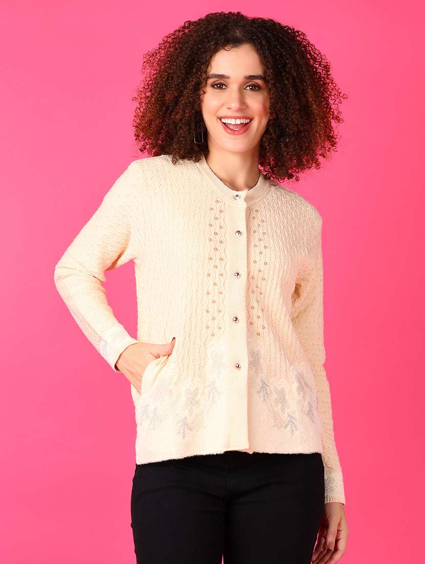 women self designed long sleeve cardigan