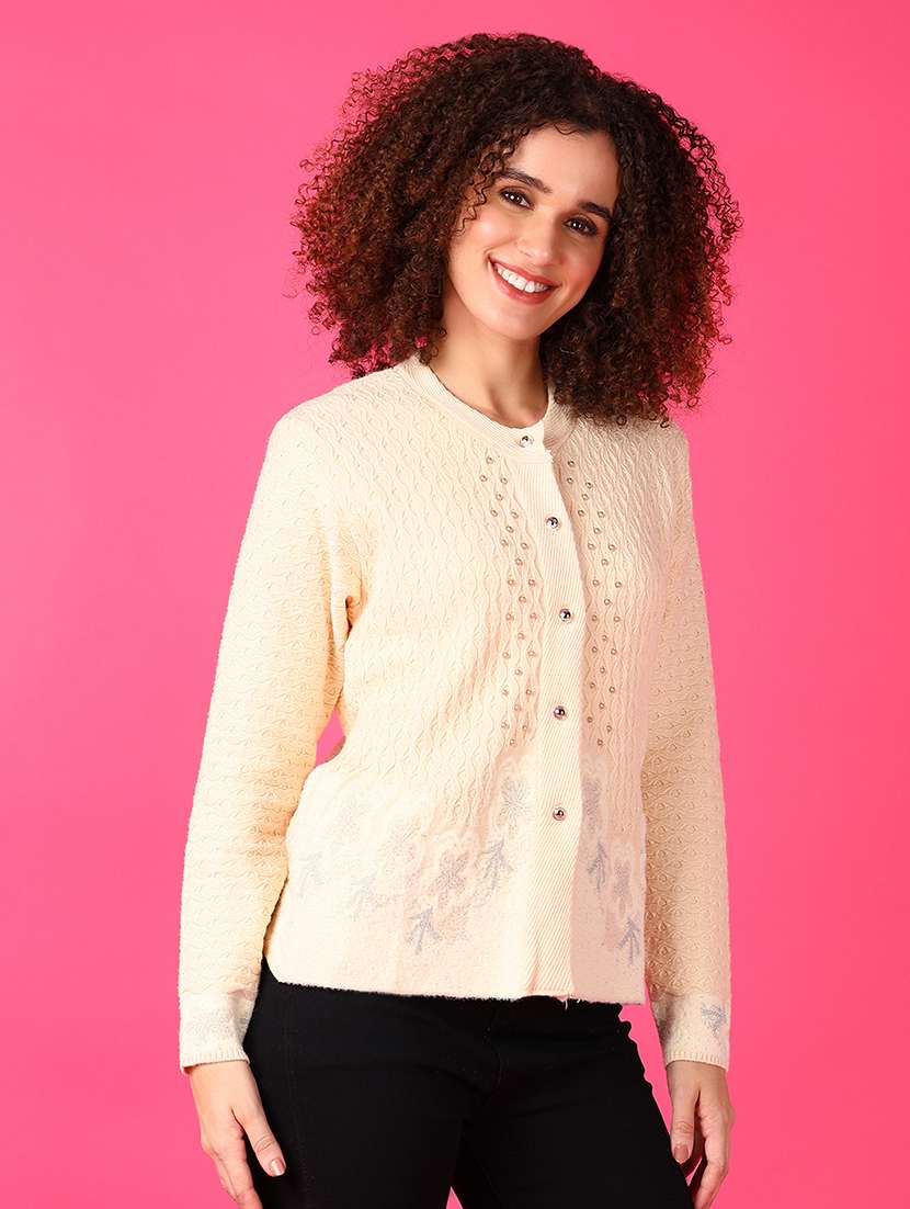 women self designed long sleeve cardigan - 21551470 -  Standard Image - 1