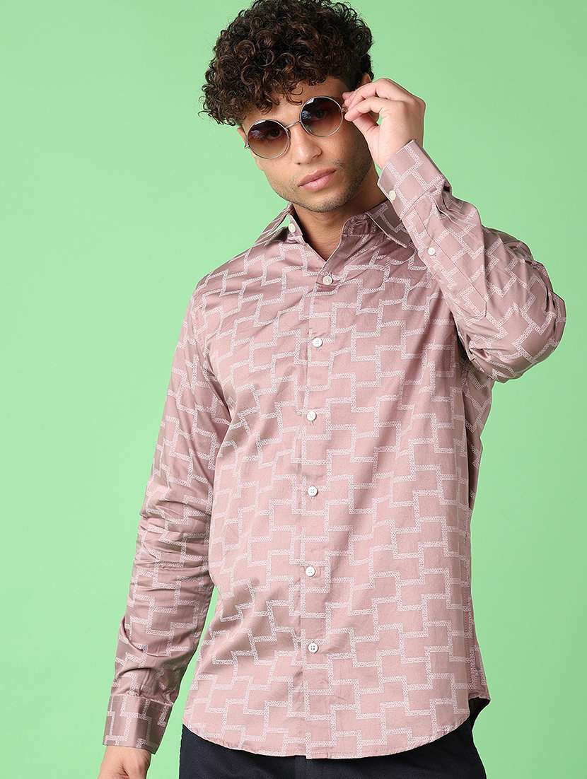 men printed long sleeve casual shirt - 21551472 - Standard Image - 1
