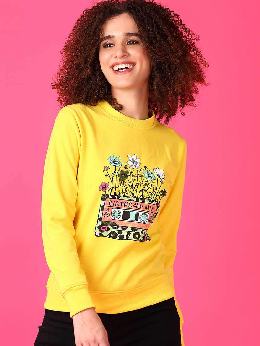 women front print long sleeves sweatshirt - 21551474 -  Standard Image - 1