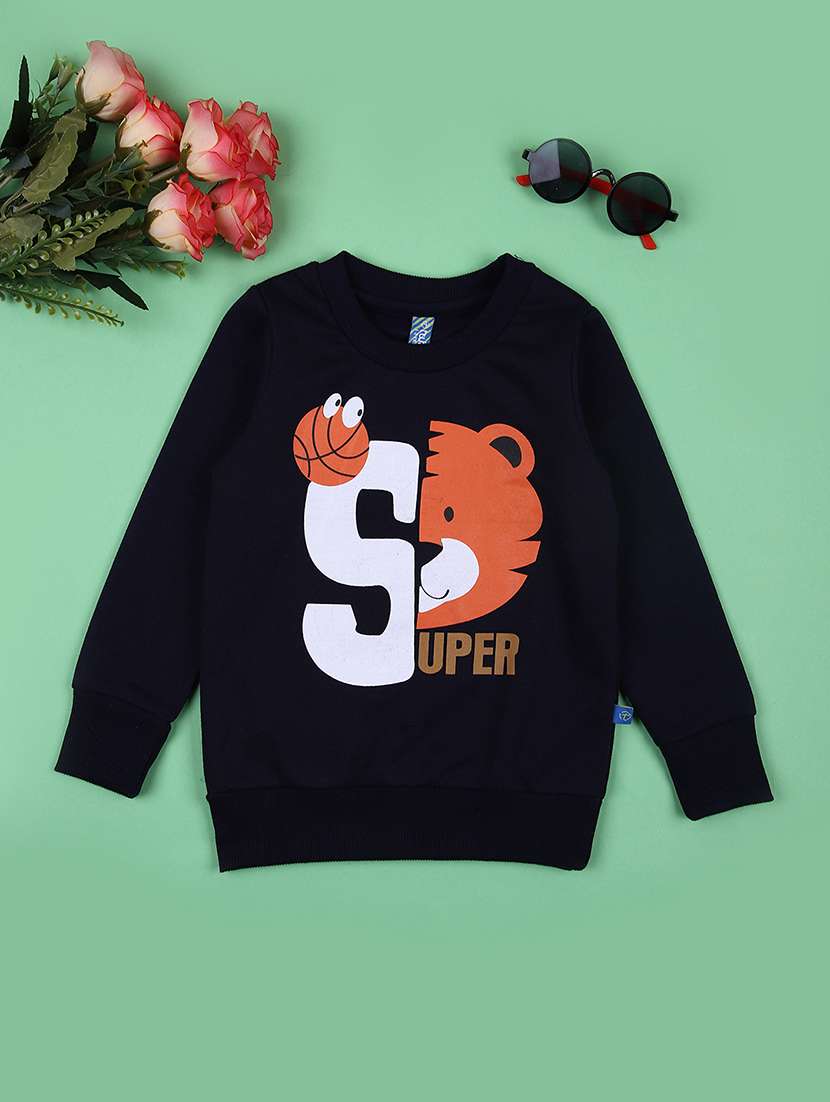 boys front print hooded sweatshirt