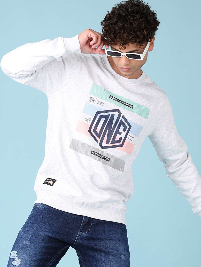 men long sleeves front print sweatshirt - 21551488 -  Standard Image - 1