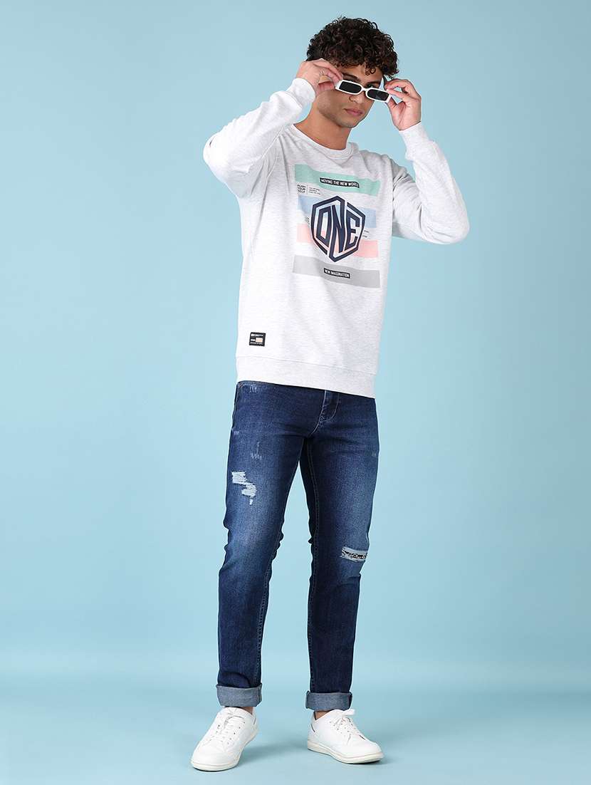 men long sleeves front print sweatshirt - 21551488 -  Standard Image - 4