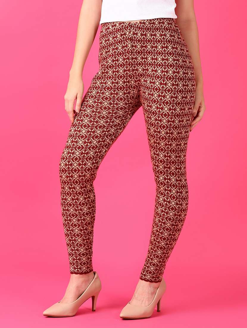 women self design woolen legging - 21551492 -  Standard Image - 1