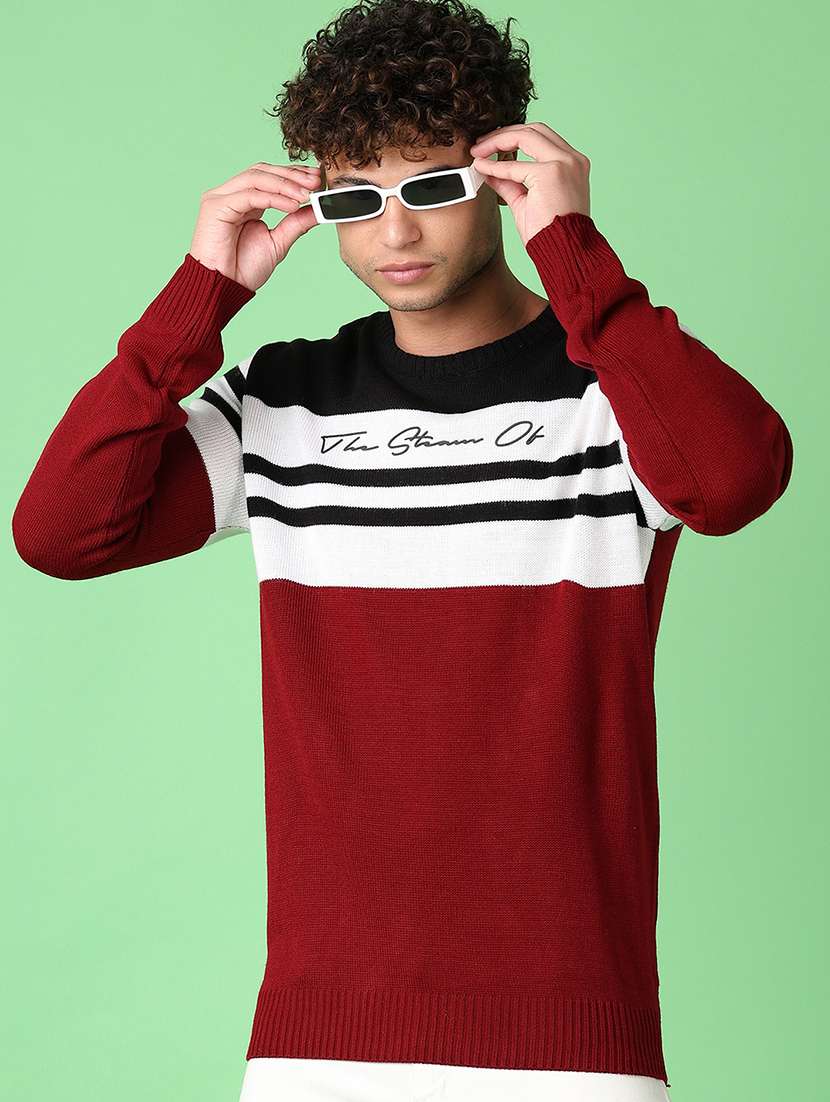 men long sleeves color block pullover - 21551516 -  Standard Image - 1