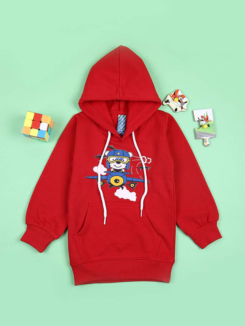 boys front print hooded sweatshirt