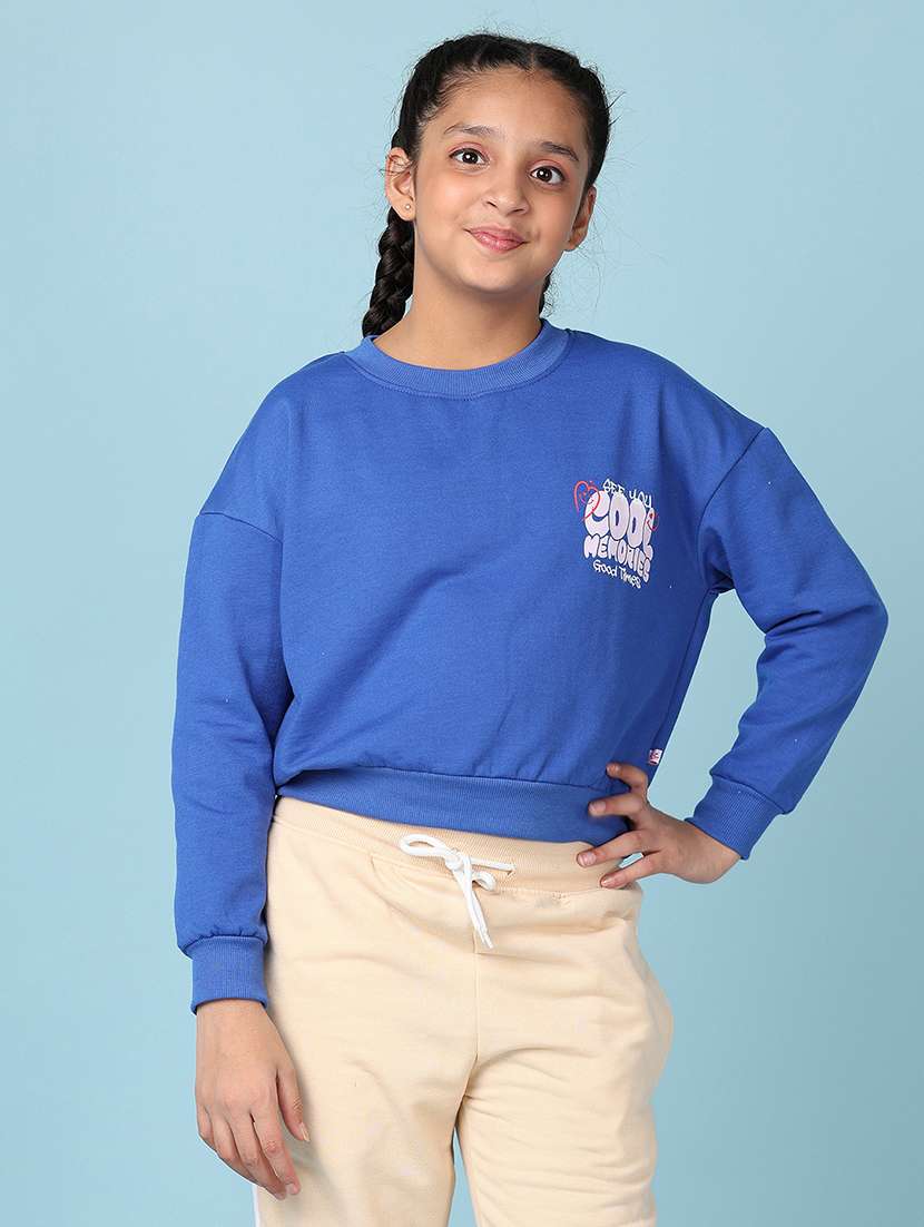 girls front & back print long sleeve sweatshirt