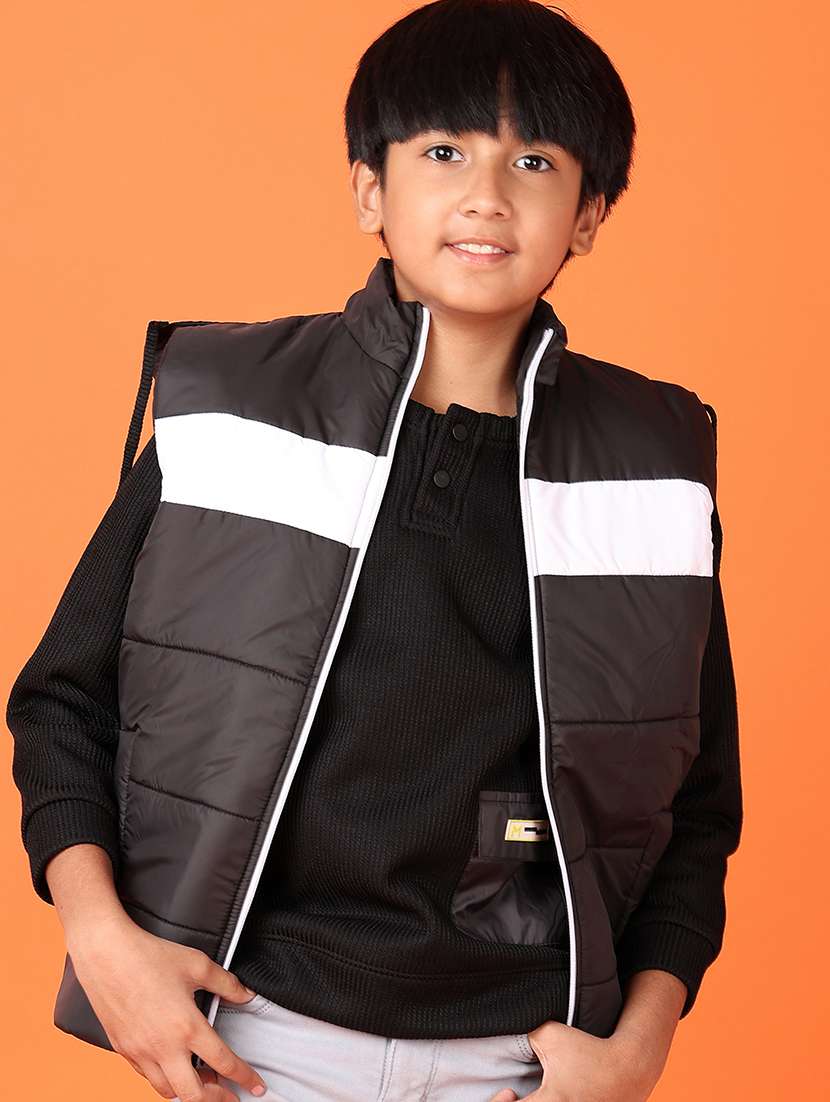 boys color block sleeveless hooded bomber jacket - 21551543 -  Standard Image - 1