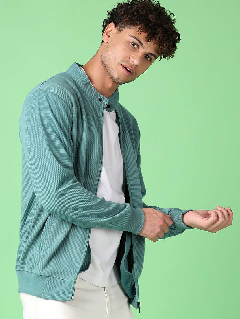 men long sleeves solid casual jacket - 21551555 -  Standard Image - 1