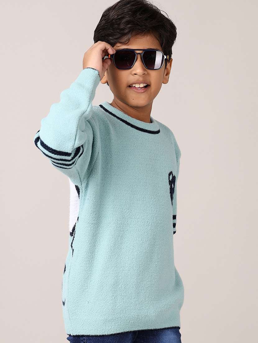 boys self design long sleeve sweater - 21551585 -  Standard Image - 1