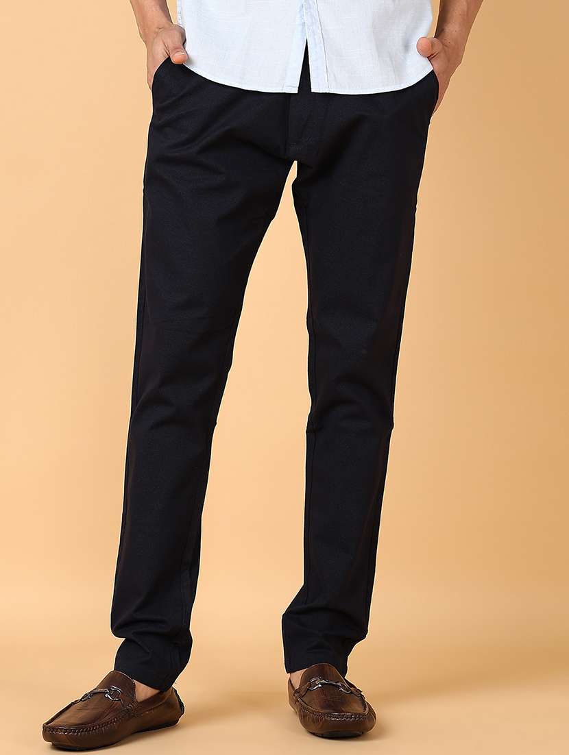 men solid slim fit chinos casual trouser - 21551836 -  Standard Image - 1