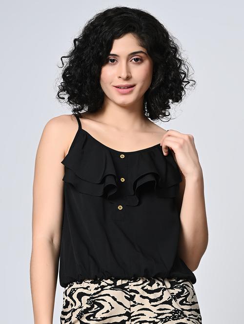 women black solid regular top - 21552038 -  Standard Image - 0