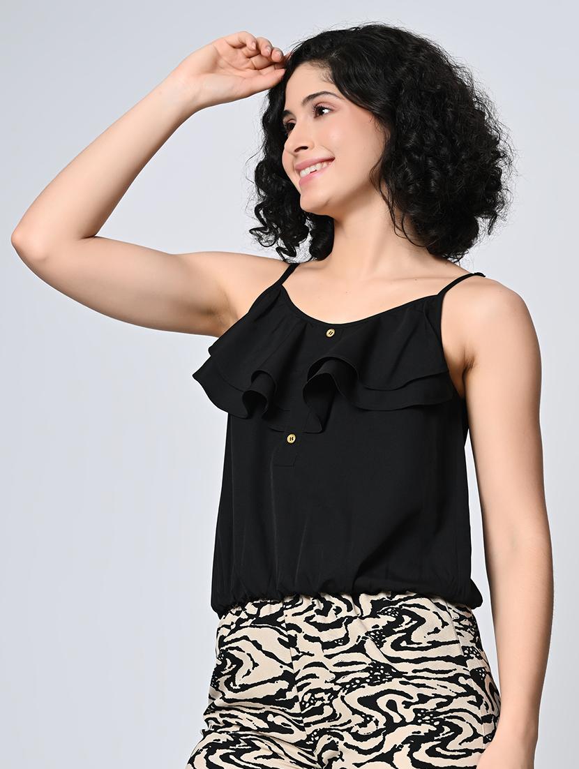 women black solid regular top - 21552038 -  Standard Image - 1