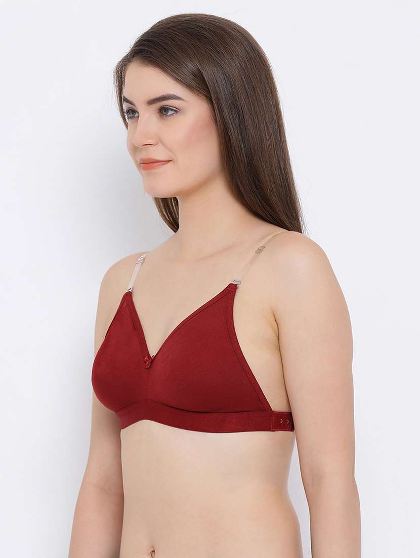 maroon cotton regular bra - 21552053 -  Standard Image - 1