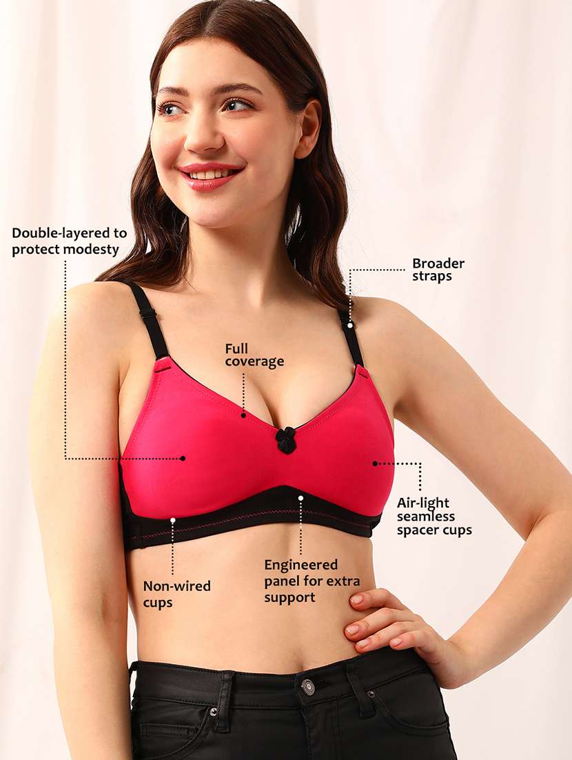 women color block cotton t-shirt bra - 21552121 -  Standard Image - 1