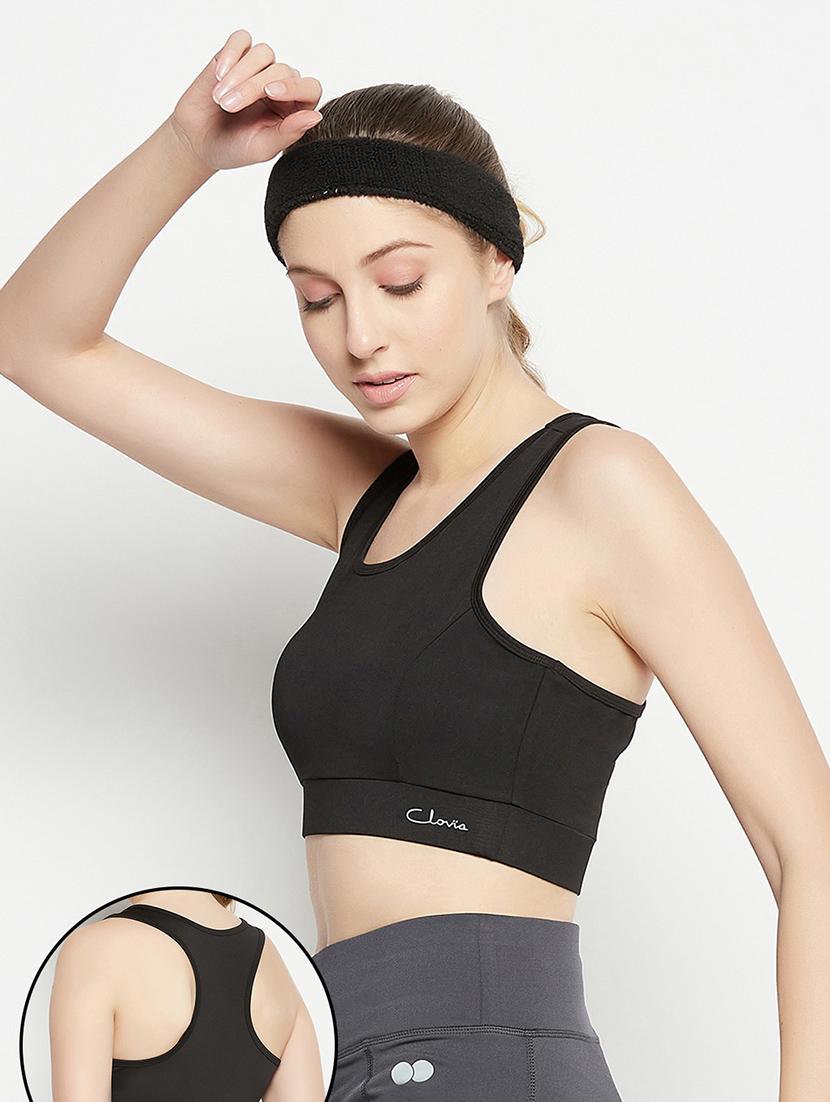 women solid racerback sports bra - 21552144 - Standard Image - 1